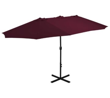 vidaXL Vrtni suncobran s aluminijskom šipkom 460 x 270 cm bordo - cover