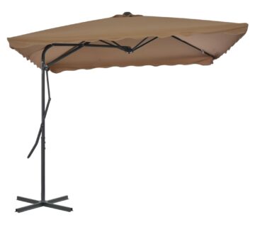 vidaXL Vrtni suncobran s čeličnom šipkom 250 x 250 cm bež - cover