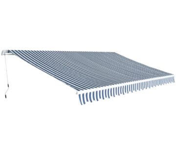 vidaXL Sklopiva tenda na ručno upravljanje 500 cm plavo-bijela - cover