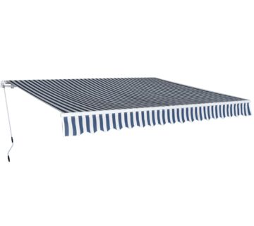vidaXL Sklopiva tenda na ručno upravljanje 400 cm plavo-bijela - cover