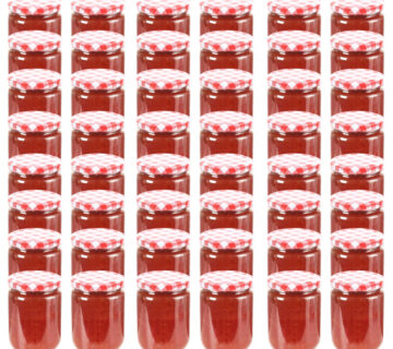 vidaXL Staklenke za džem s bijelo-crvenim poklopcima 48 kom 230 ml - cover