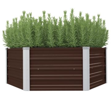vidaXL Povišena vrtna gredica smeđa 129 x 129 x 46 cm pocinčani čelik - cover