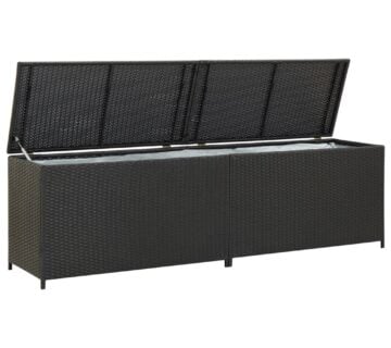 vidaXL Vrtna kutija za pohranu od poliratana 200 x 50 x 60 cm crna - cover