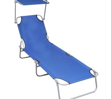 vidaXL Sklopiva ležaljka za sunčanje s krovom plava aluminijska - cover