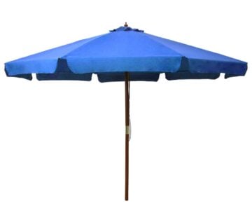 vidaXL Vrtni suncobran s drvenom šipkom 330 cm azurni - cover