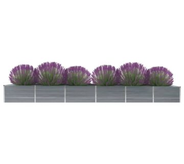 vidaXL Povišena vrtna gredica od pocinčanog čelika 480x80x45 cm siva - cover