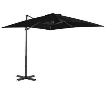 vidaXL Konzolni suncobran s aluminijskom šipkom crni 250 x 250 cm - cover