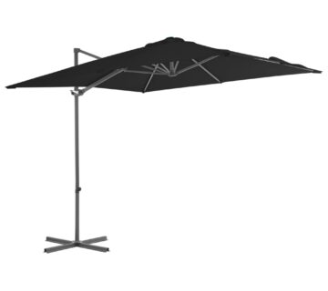 vidaXL Konzolni suncobran s čeličnom šipkom crni 250 x 250 cm - cover