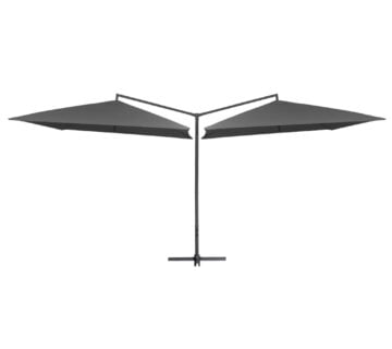 vidaXL Dvostruki suncobran s čeličnom šipkom 250 x 250 cm antracit - cover