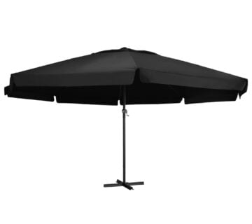 vidaXL Vrtni suncobran s aluminijskom šipkom 600 cm crni - cover