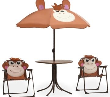 vidaXL 3-dijelni dječji vrtni bistro set sa suncobranom smeđi - cover