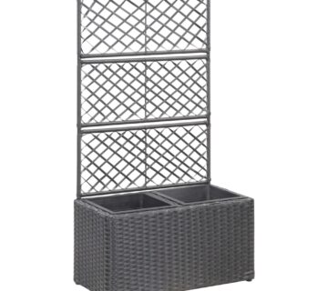vidaXL Sadilica s rešetkom i 2 posude 58x30x107 cm od poliratana crna - cover
