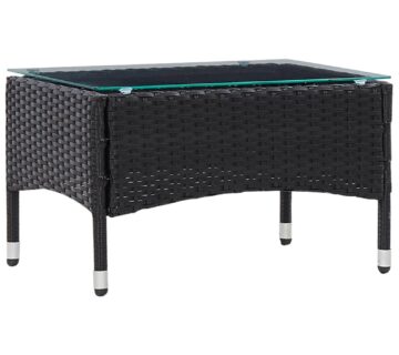 vidaXL Stolić za kavu crni 60 x 40 x 36 cm od poliratana - cover