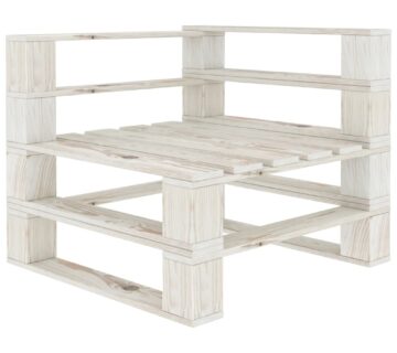 vidaXL Kutna vrtna sofa od paleta drvena bijela - cover