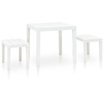 vidaXL Vrtni stol s 2 klupe plastični bijeli - cover