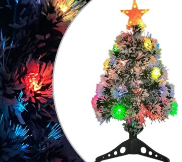vidaXL Umjetno božićno drvce bijelo-plavo 64 cm optička vlakna - cover