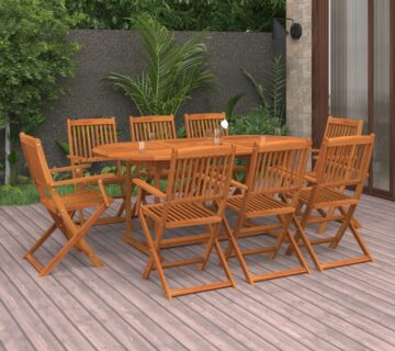 vidaXL 9-dijelni vrtni blagovaonski set 180x90x75 cm bagremovog drva - cover