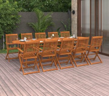 vidaXL 11-dijelni vrtni blagovaonski set 280x90x75 cm bagremovog drva - cover
