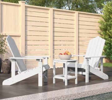 vidaXL Vrtne stolice Adirondack sa stolićem HDPE bijele - cover