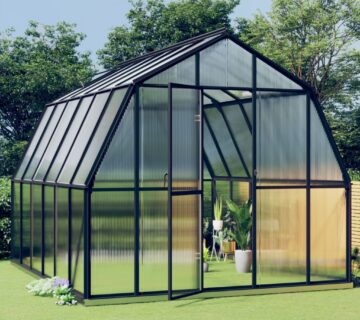 vidaXL Staklenik s okvirom antracit 9,53 m² aluminijski - cover