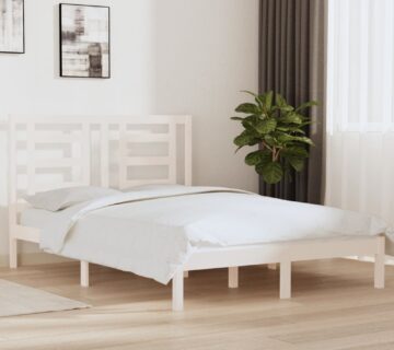 vidaXL Okvir za krevet od masivne borovine bijeli 140 x 200 cm - cover