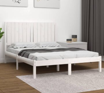 vidaXL Okvir za krevet od masivne borovine bijeli 140 x 190 cm - cover