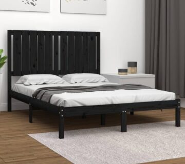 vidaXL Okvir za krevet od masivne borovine crni 120 x 200 cm - cover