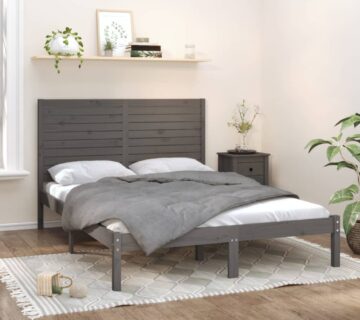 vidaXL Okvir za krevet od masivnog drva sivi 120 x 200 cm - cover