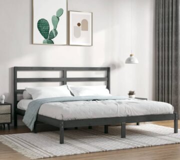 vidaXL Okvir za krevet od masivne borovine sivi 200 x 200 cm - cover