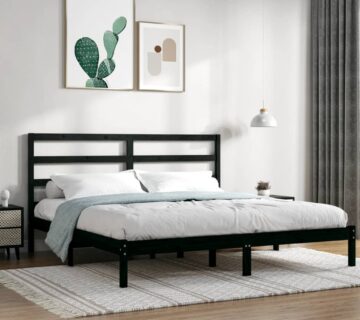 vidaXL Okvir za krevet od masivne borovine crni 200 x 200 cm - cover