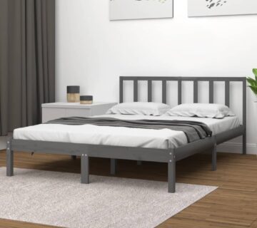 vidaXL Okvir za krevet od masivne borovine sivi 120 x 200 cm - cover
