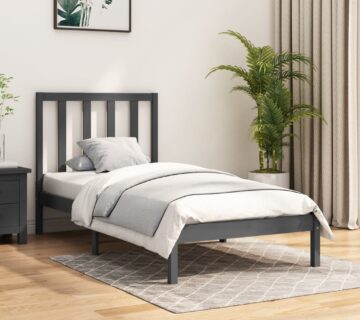 vidaXL Okvir za krevet od masivne borovine sivi 90 x 200 cm - cover