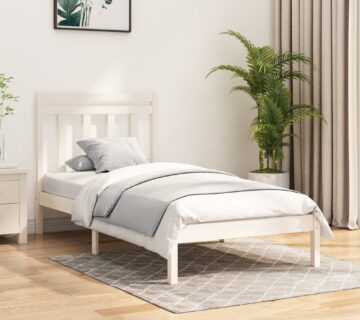 vidaXL Okvir za krevet od masivnog drva bijeli 100 x 200 cm - cover