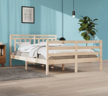vidaXL Okvir za krevet od masivnog drva 160 x 200 cm - cover