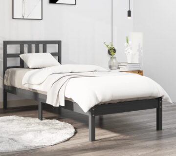vidaXL Okvir za krevet od masivnog drva sivi 90 x 200 cm - cover