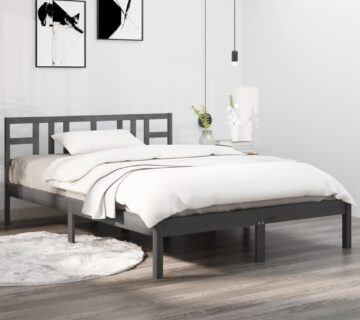 vidaXL Okvir za krevet od masivnog drva sivi 120 x 200 cm - cover