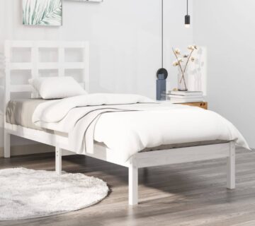 vidaXL Okvir za krevet od masivne borovine bijeli 90 x 200 cm - cover