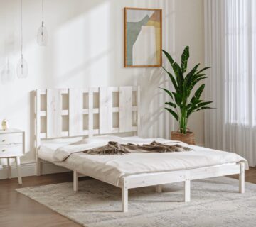 vidaXL Okvir za krevet od masivne borovine bijeli 140 x 200 cm - cover