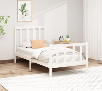 vidaXL Okvir za krevet od masivne borovine bijeli 90 x 200 cm - cover