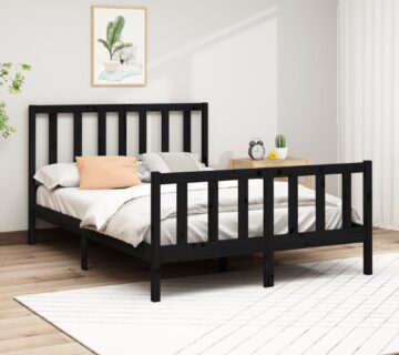 vidaXL Okvir za krevet od masivne borovine crni 140 x 200 cm - cover