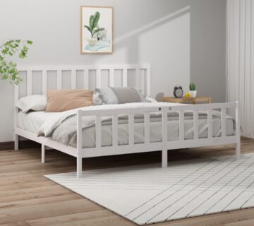 vidaXL Okvir za krevet od masivne borovine bijeli 200 x 200 cm - cover