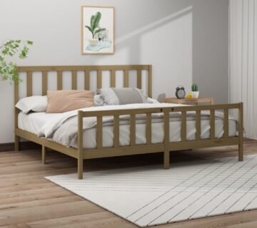 vidaXL Okvir za krevet od masivne borovine boja meda 200 x 200 cm - cover