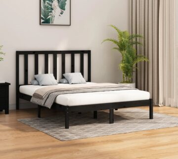 vidaXL Okvir za krevet od masivne borovine crni 140 x 200 cm - cover