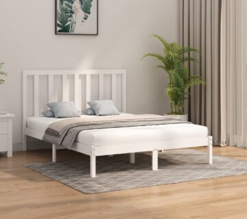 vidaXL Okvir za krevet od masivnog drva bijeli 160 x 200 cm - cover