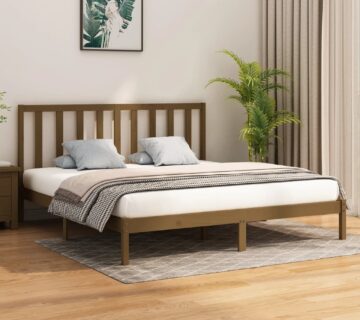 vidaXL Okvir za krevet od masivne borovine boja meda 200 x 200 cm - cover