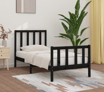 vidaXL Okvir za krevet od masivnog drva crni 90 x 200 cm - cover