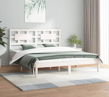 vidaXL Okvir za krevet od masivne borovine bijeli 200 x 200 cm - cover