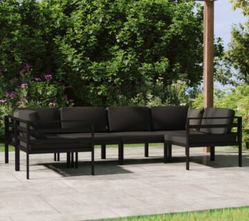 vidaXL 6-dijelna vrtna garnitura s jastucima aluminijska antracit - cover