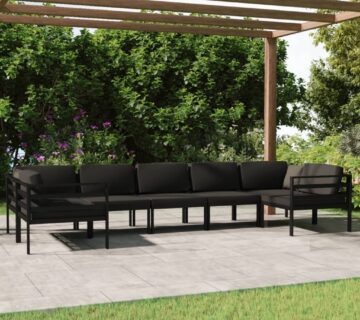 vidaXL 7-dijelna vrtna garnitura s jastucima aluminijska antracit - cover
