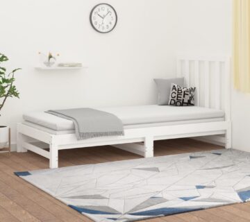 vidaXL Dnevni ležaj na izvlačenje bijeli 2x(90x190)cm masivna borovina - cover